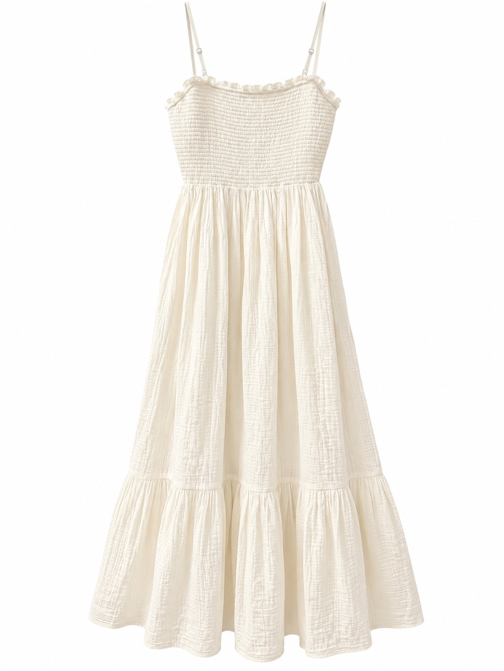 Anthropologie Ivory Smocked Gauze Maxi Dress Size Large – NWT